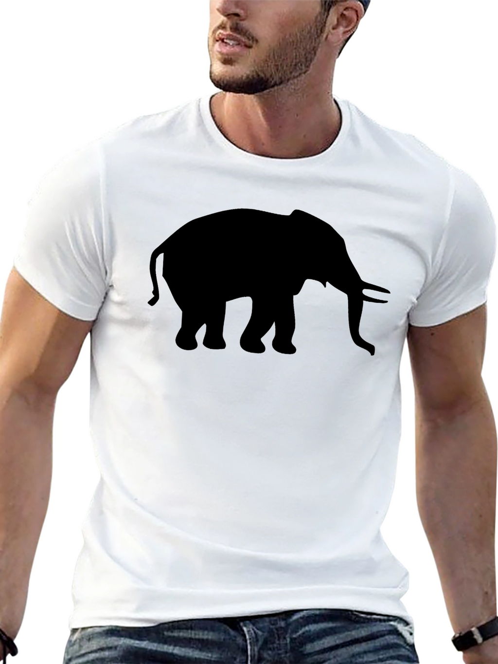 Elephant Silhouette Graphic Tee - Black Cotton Comfort