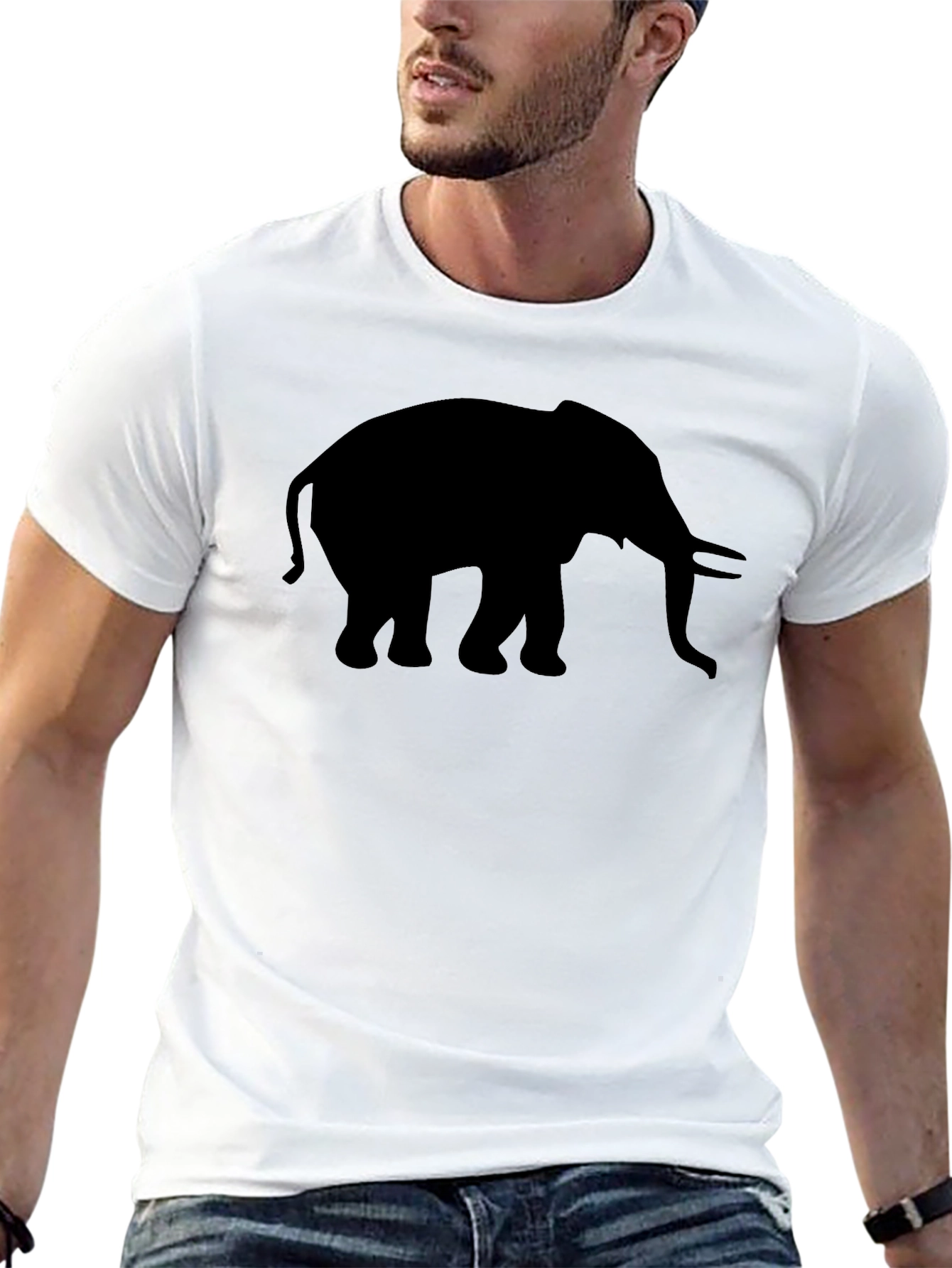 Elephant Silhouette Graphic Tee - Black Cotton Comfort