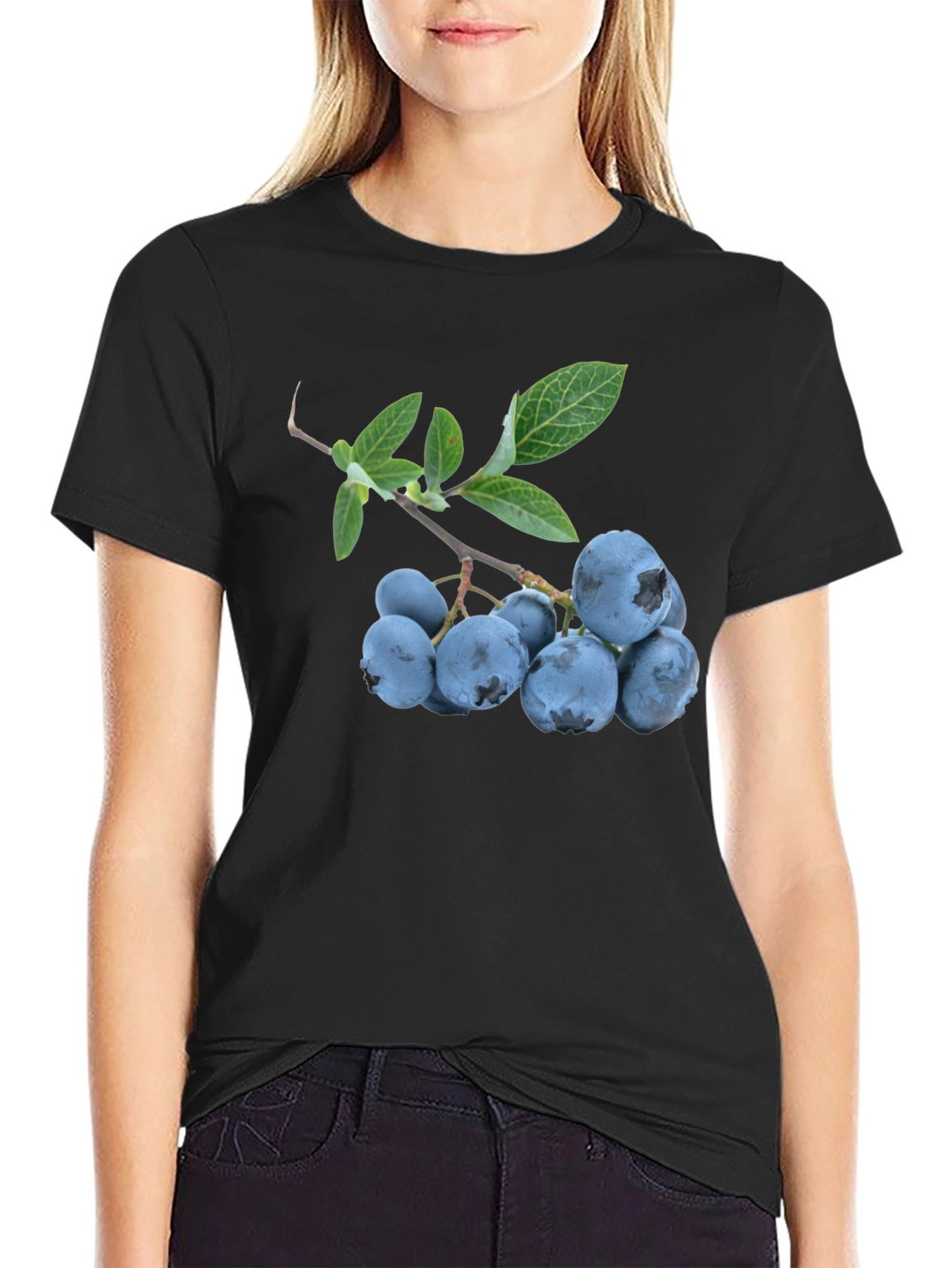 Blueberry Branch Graphic Black T-Shirt