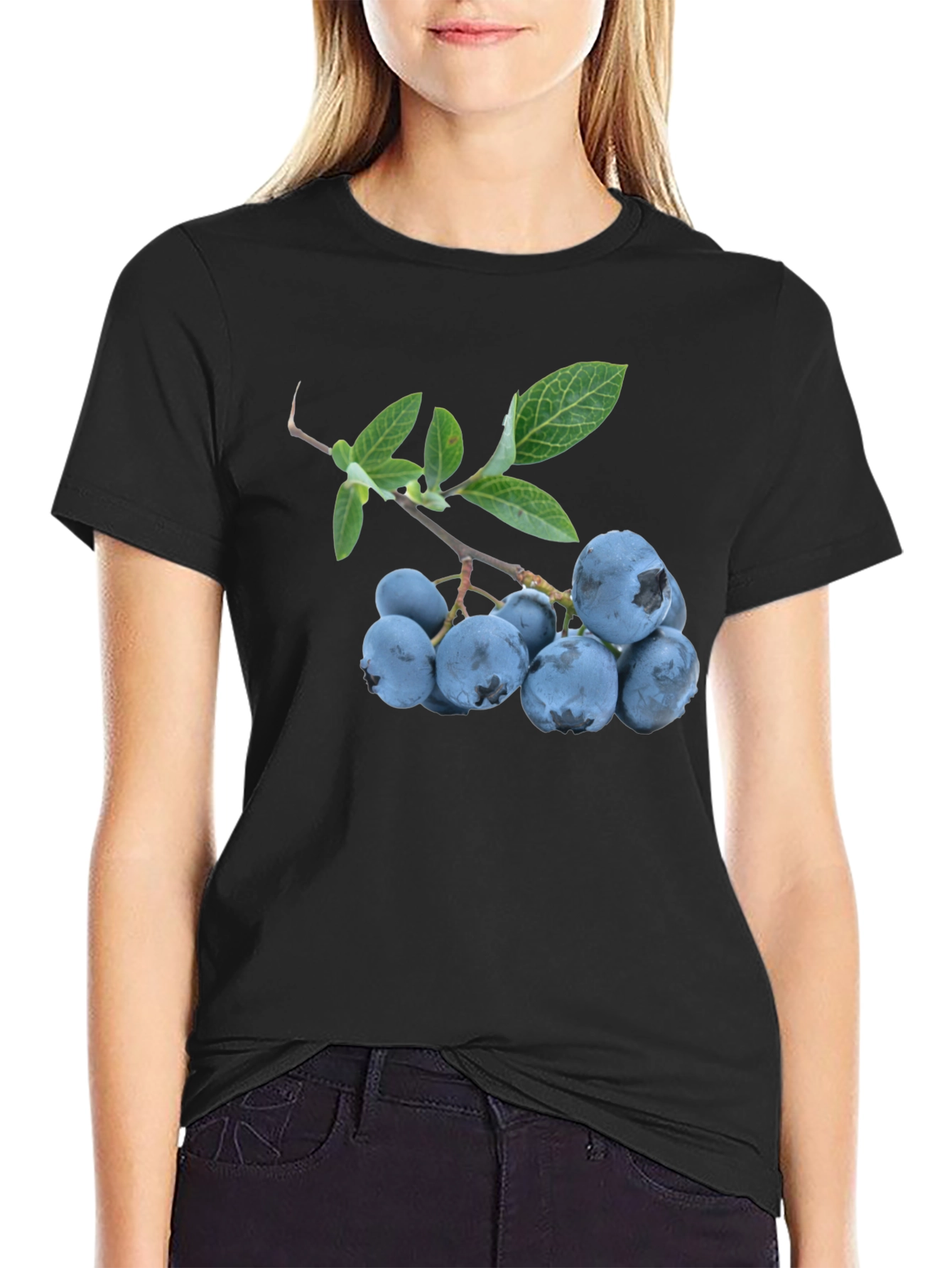 Blueberry Branch Graphic Black T-Shirt