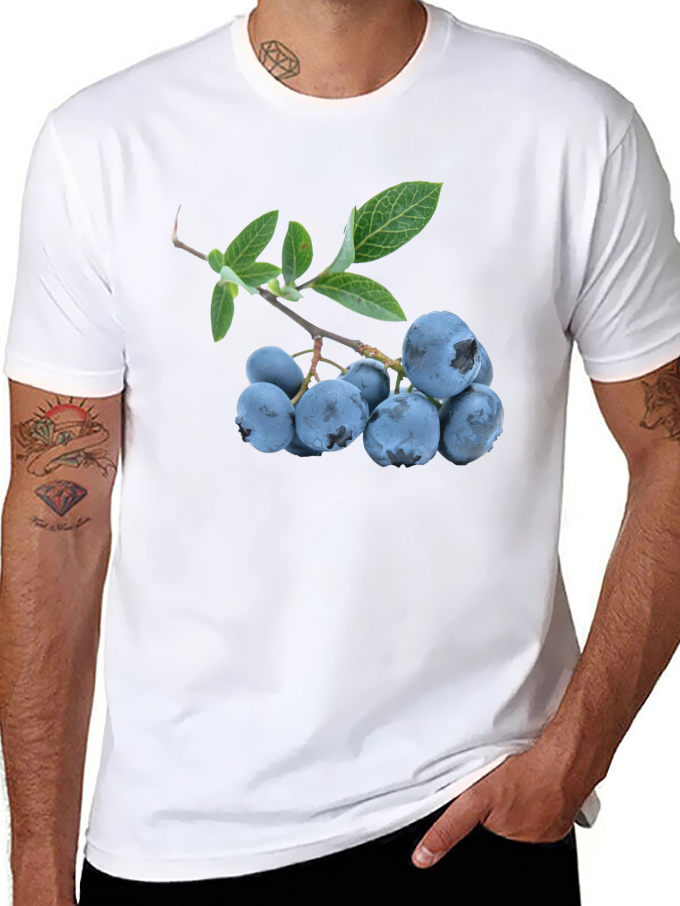 Blueberry Branch Graphic Black T-Shirt