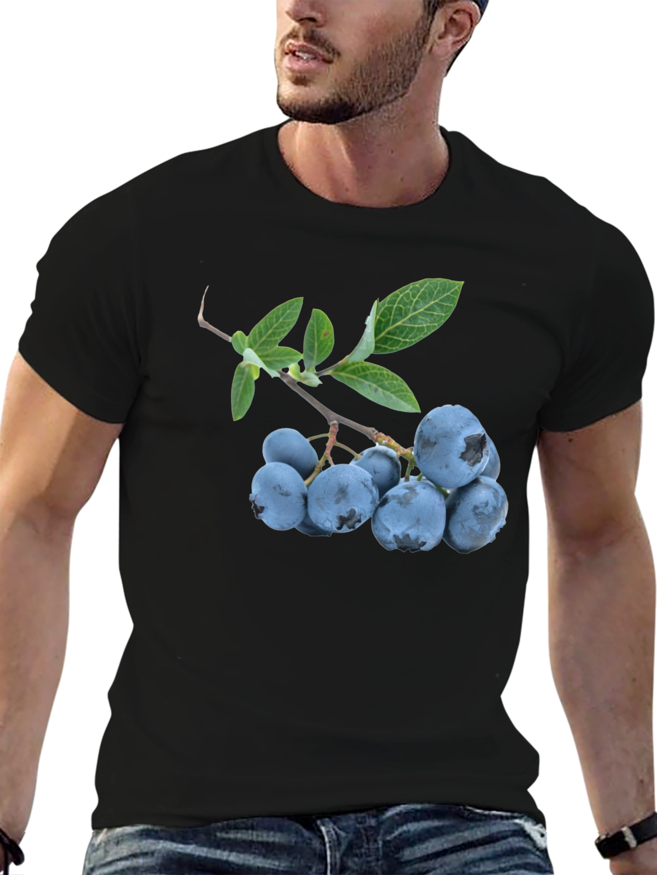 Blueberry Branch Graphic Black T-Shirt