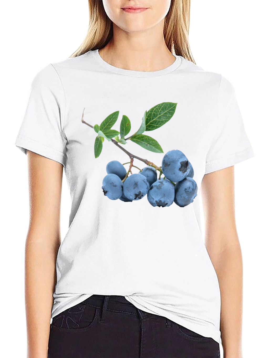 Blueberry Branch Graphic Black T-Shirt