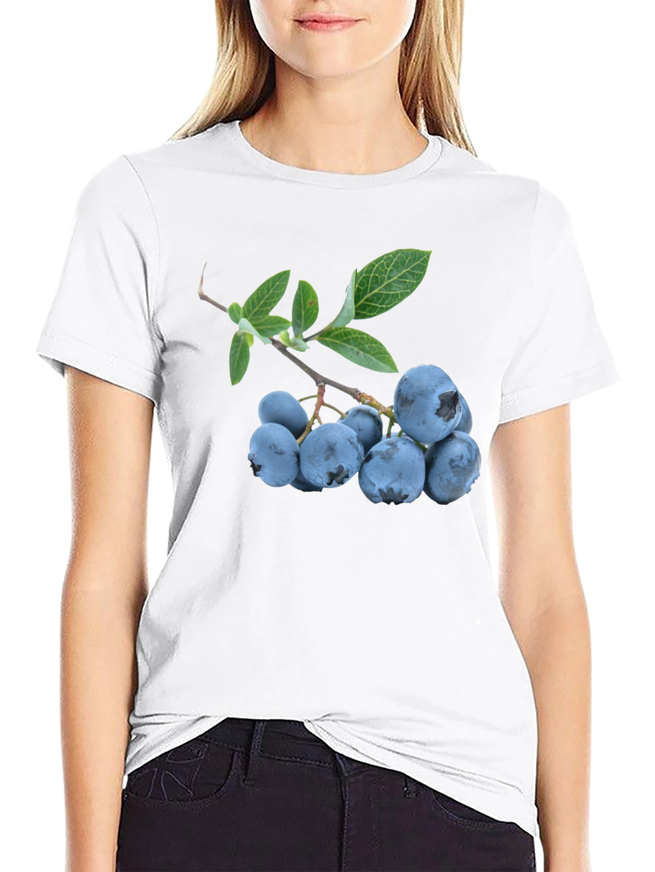 Blueberry Branch Graphic Black T-Shirt
