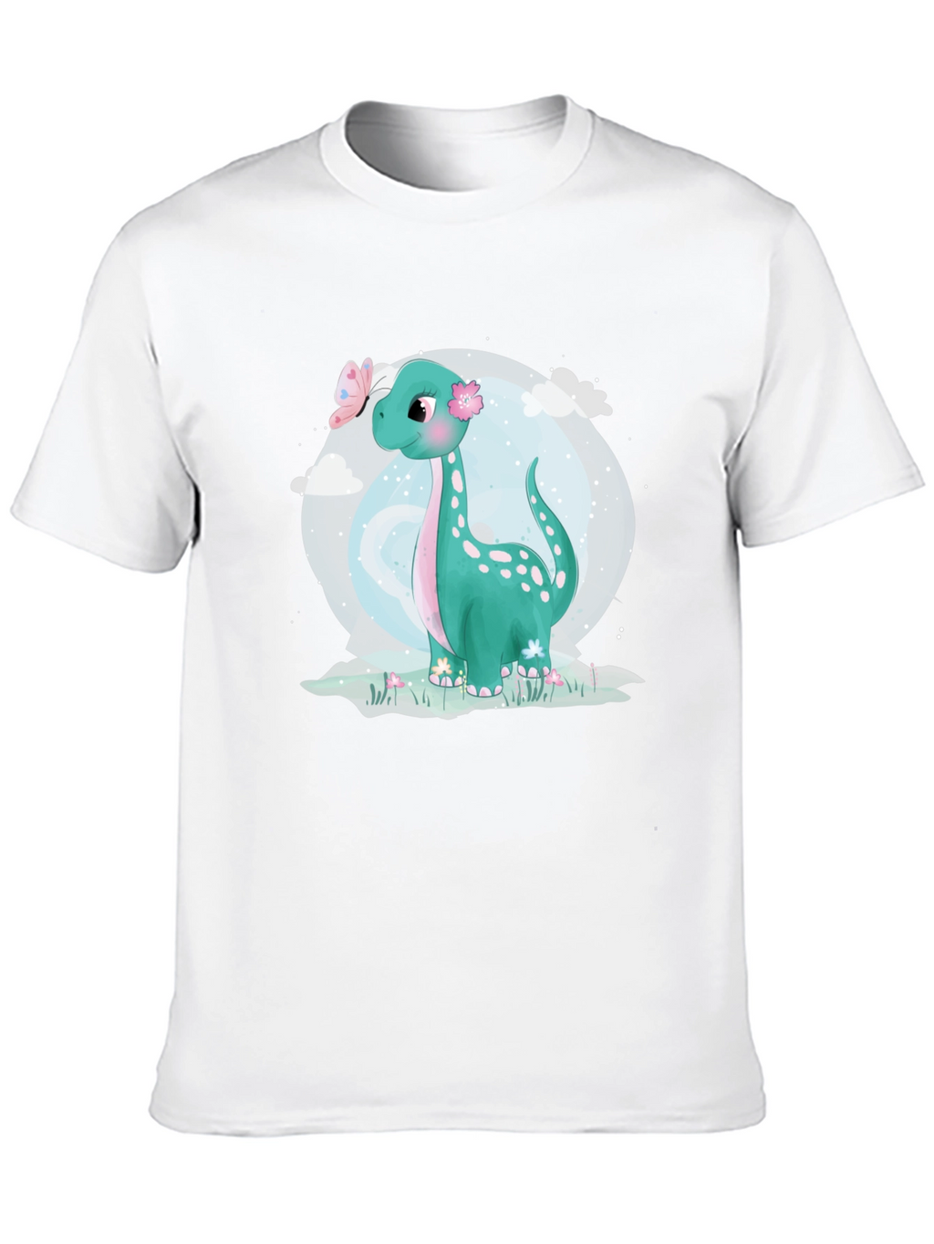 Cute Dinosaur Graphic Tee - Black Cotton T-Shirt
