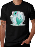 Cute Dinosaur Graphic Tee - Black Cotton T-Shirt