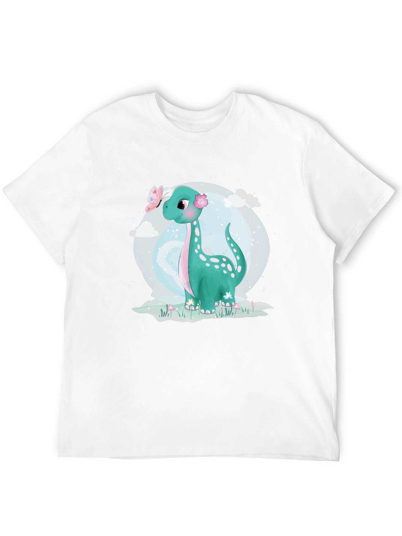 Cute Dinosaur Graphic Tee - Black Cotton T-Shirt