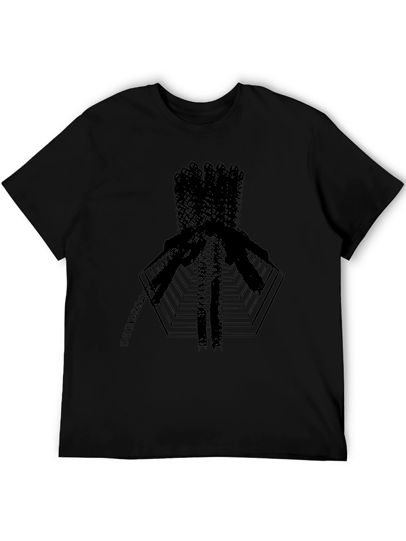 Abstract Geometric Graphic Print Black T-Shirt