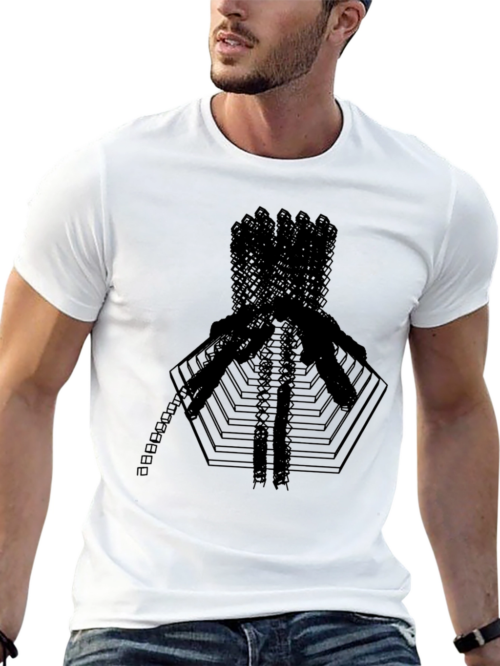 Abstract Geometric Graphic Print Black T-Shirt