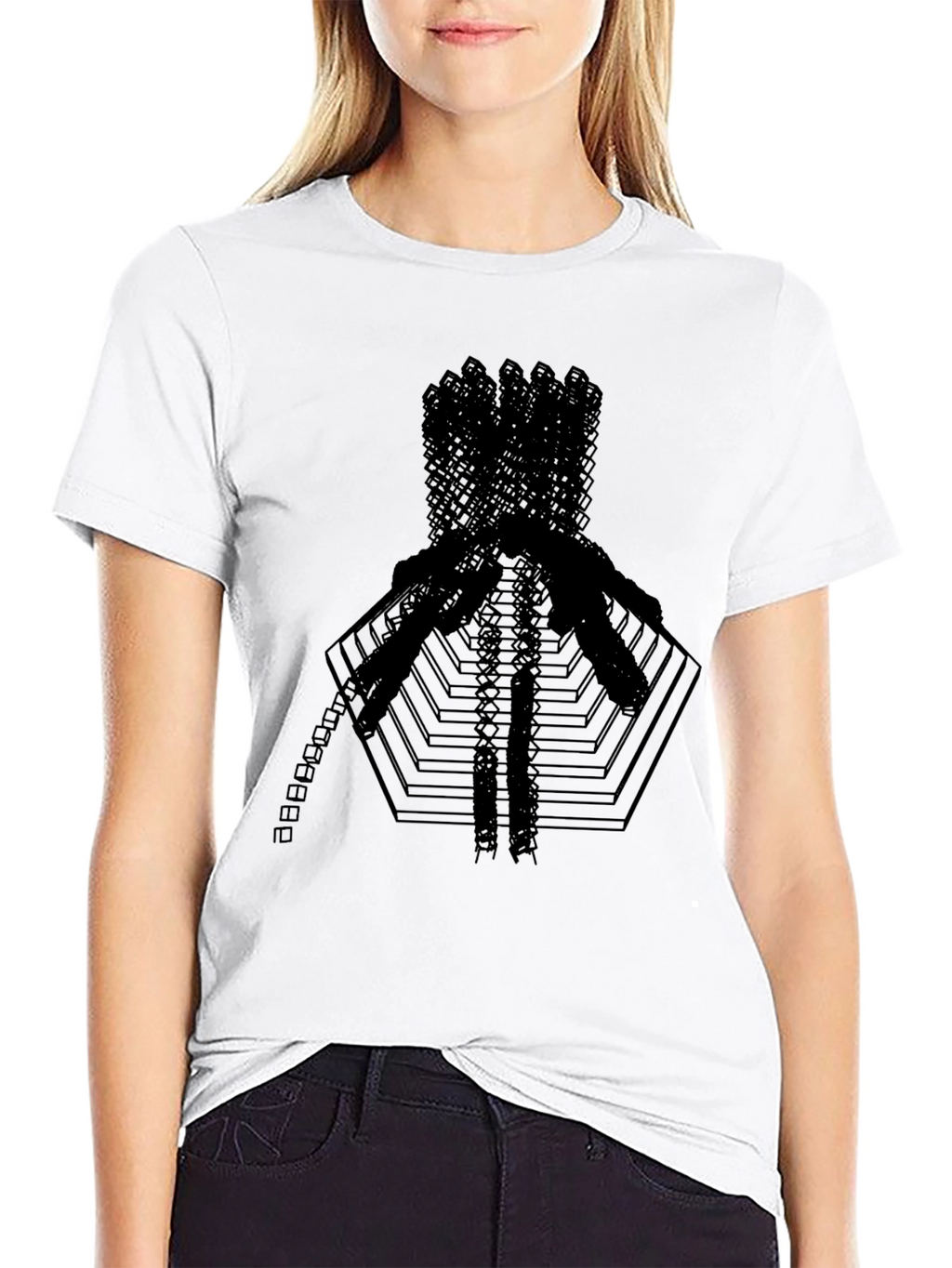 Abstract Geometric Graphic Print Black T-Shirt
