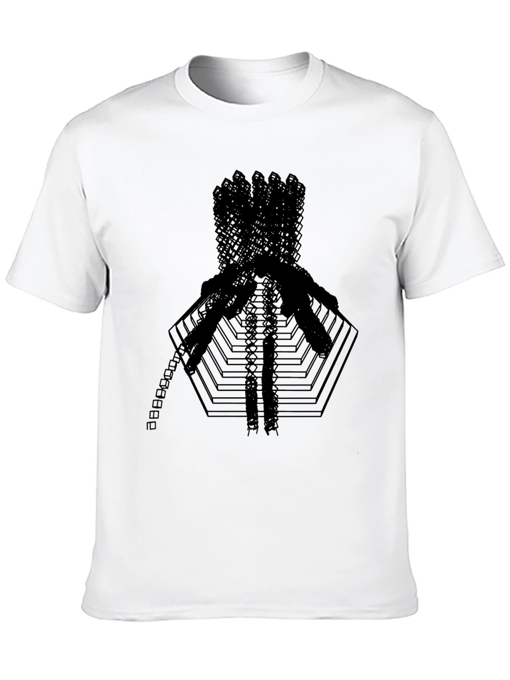 Abstract Geometric Graphic Print Black T-Shirt