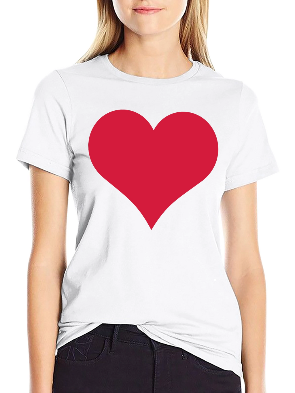 Heart Graphic Tee - Classic Crew Neck Black T-Shirt