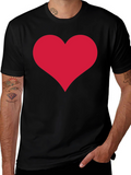 Heart Graphic Tee - Classic Crew Neck Black T-Shirt