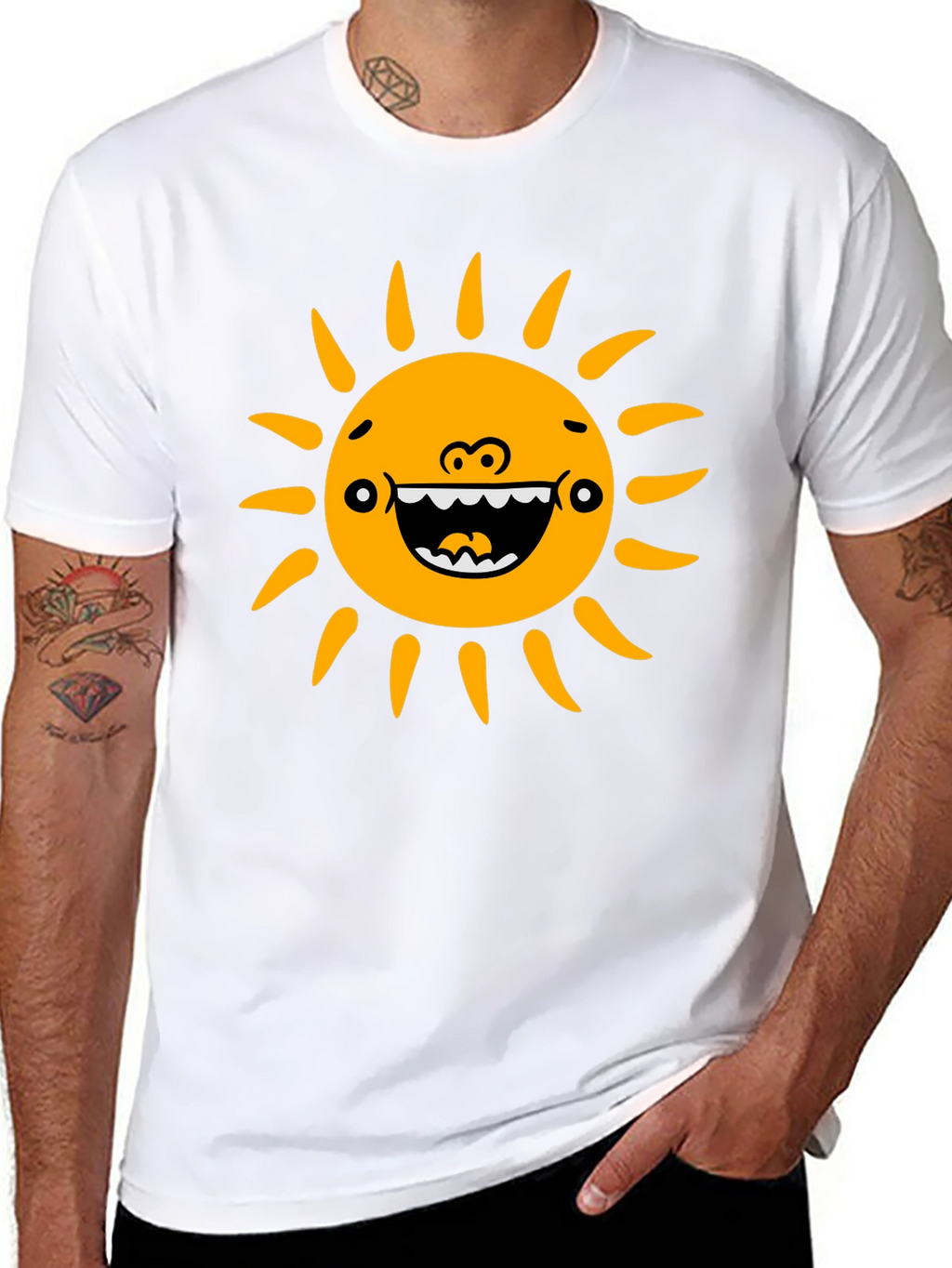 Funny Sun Graphic Black T-Shirt
