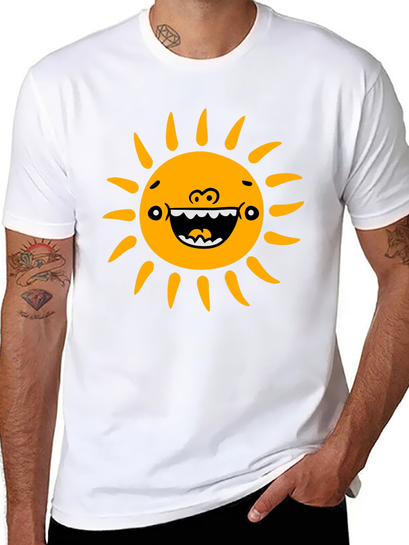 Funny Sun Graphic Black T-Shirt