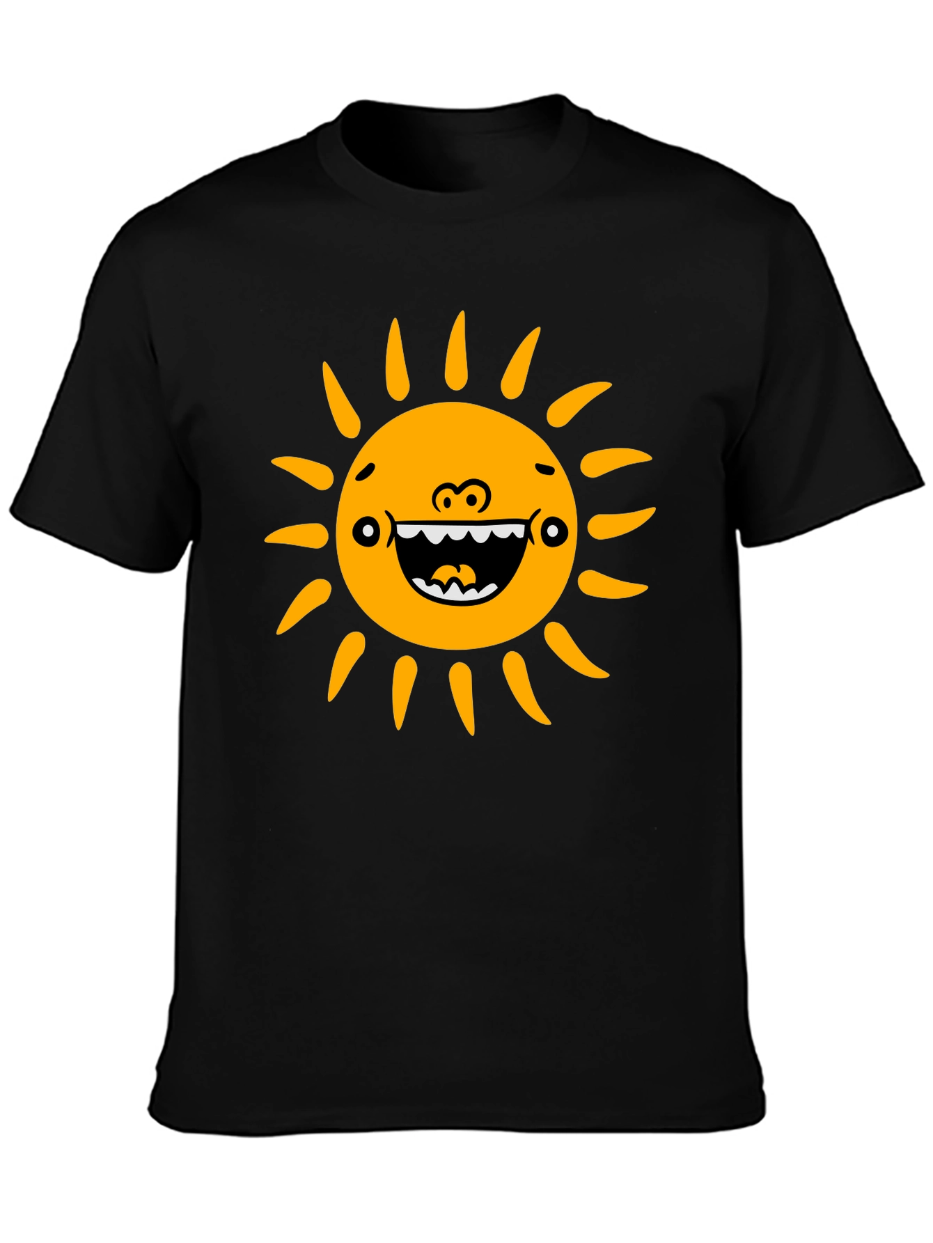 Funny Sun Graphic Black T-Shirt