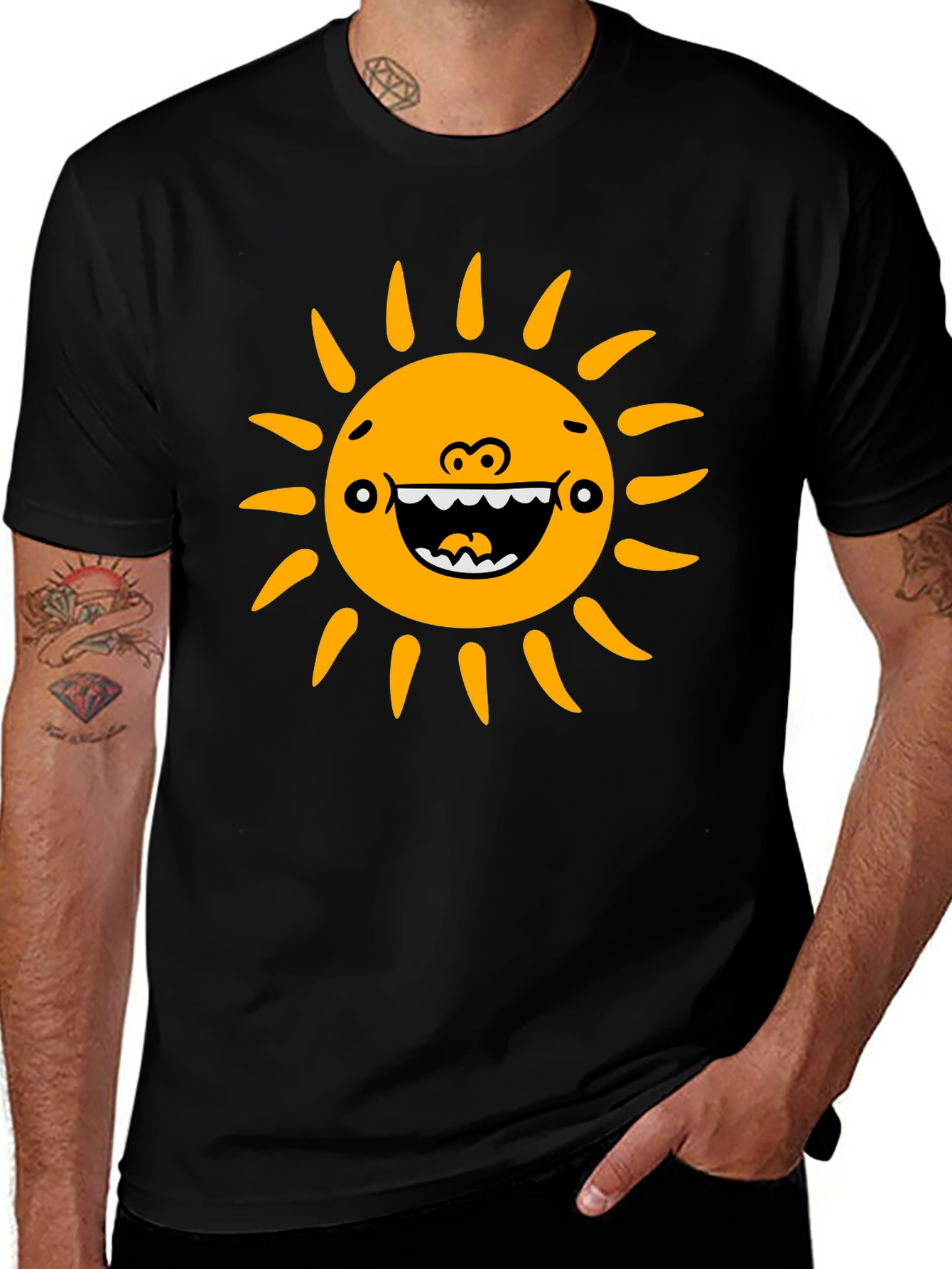 Funny Sun Graphic Black T-Shirt