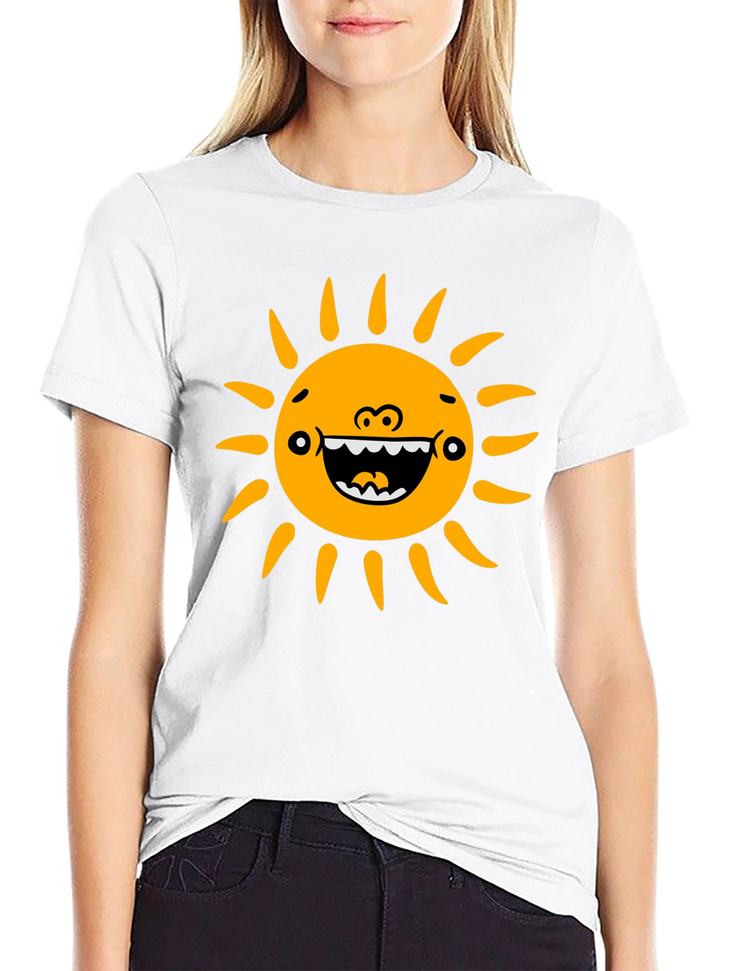 Funny Sun Graphic Black T-Shirt