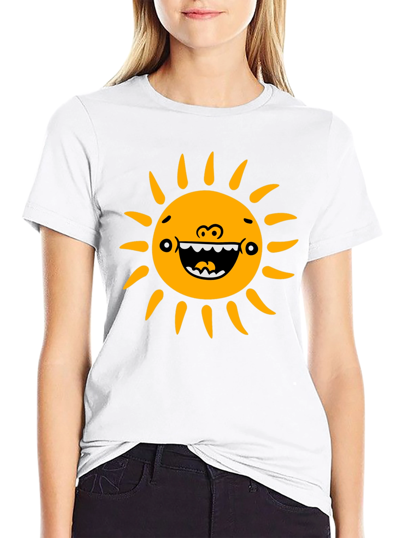 Funny Sun Graphic Black T-Shirt