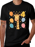 Cute Giraffe 4th Birthday Kids T-Shirt