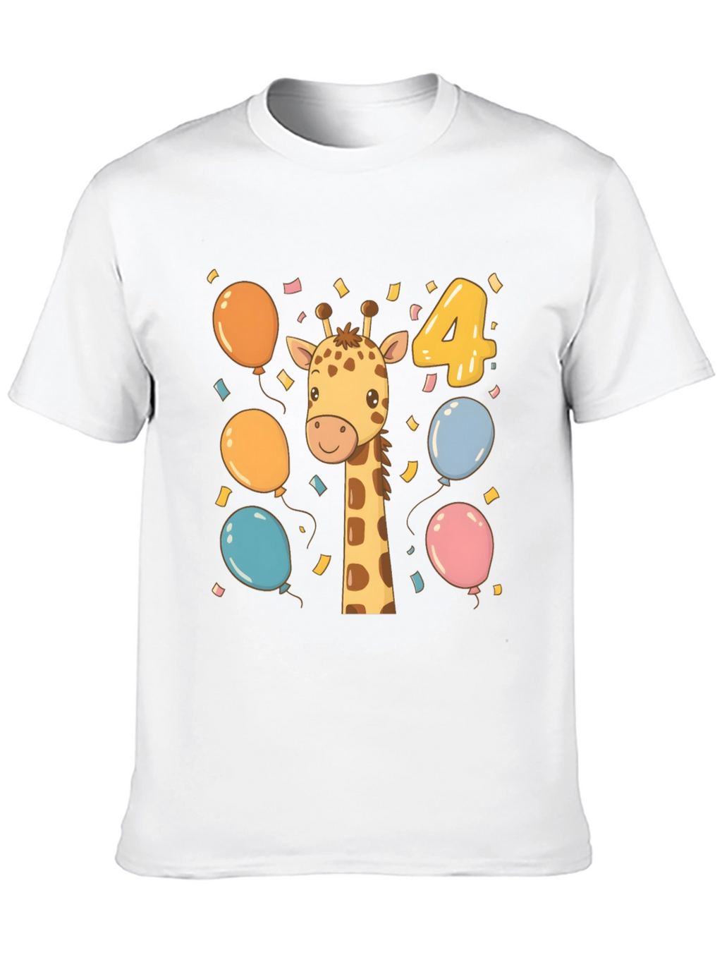 Cute Giraffe 4th Birthday Kids T-Shirt