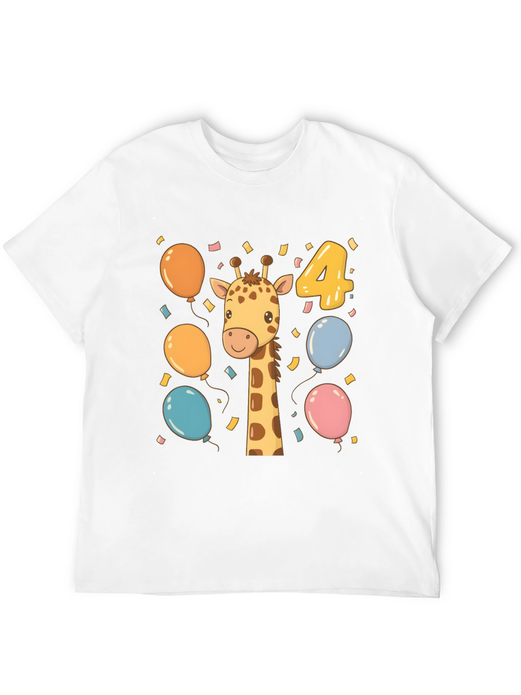 Cute Giraffe 4th Birthday Kids T-Shirt