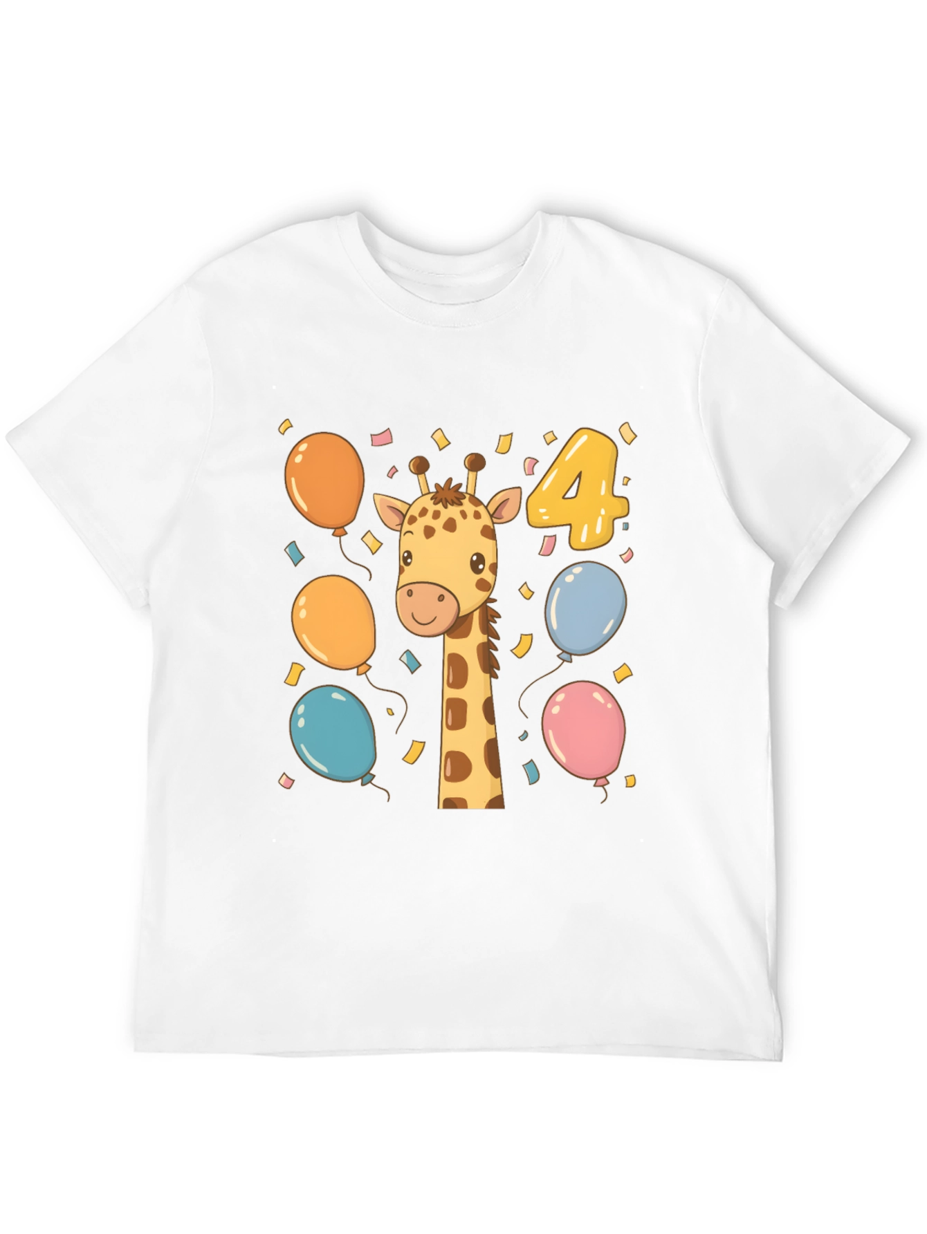 Cute Giraffe 4th Birthday Kids T-Shirt