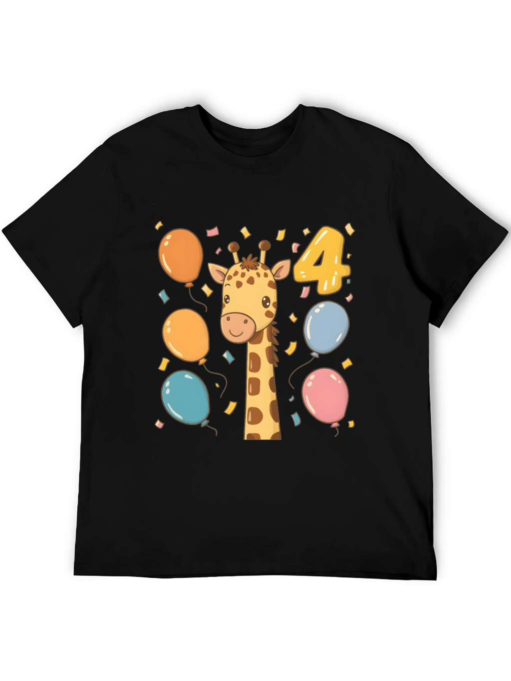 Cute Giraffe 4th Birthday Kids T-Shirt