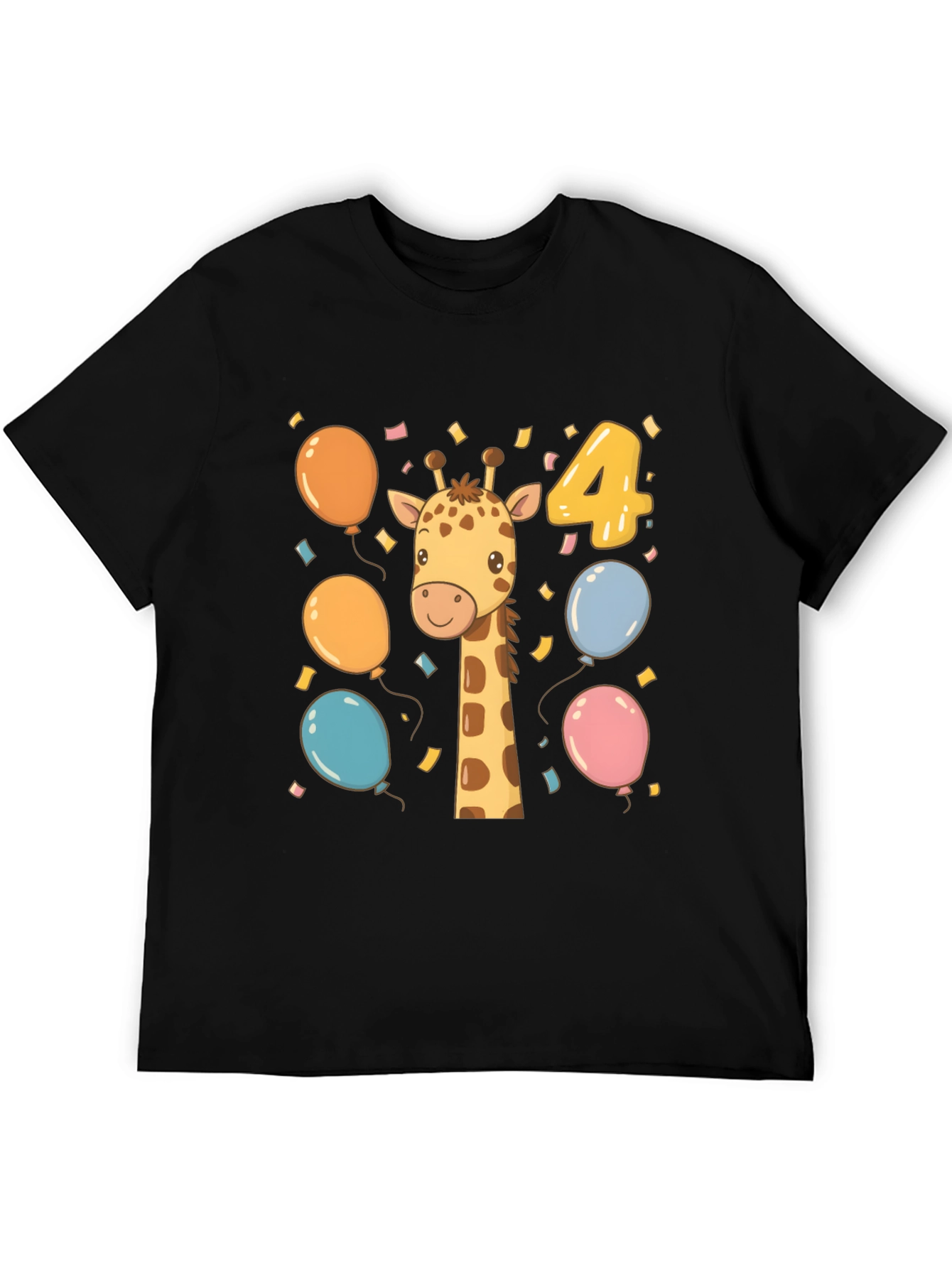 Cute Giraffe 4th Birthday Kids T-Shirt