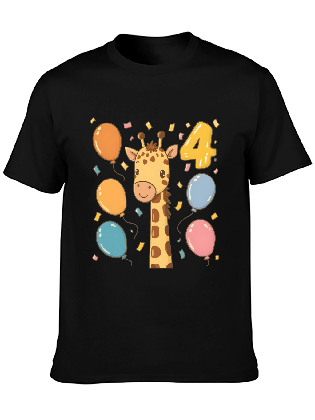 Cute Giraffe 4th Birthday Kids T-Shirt
