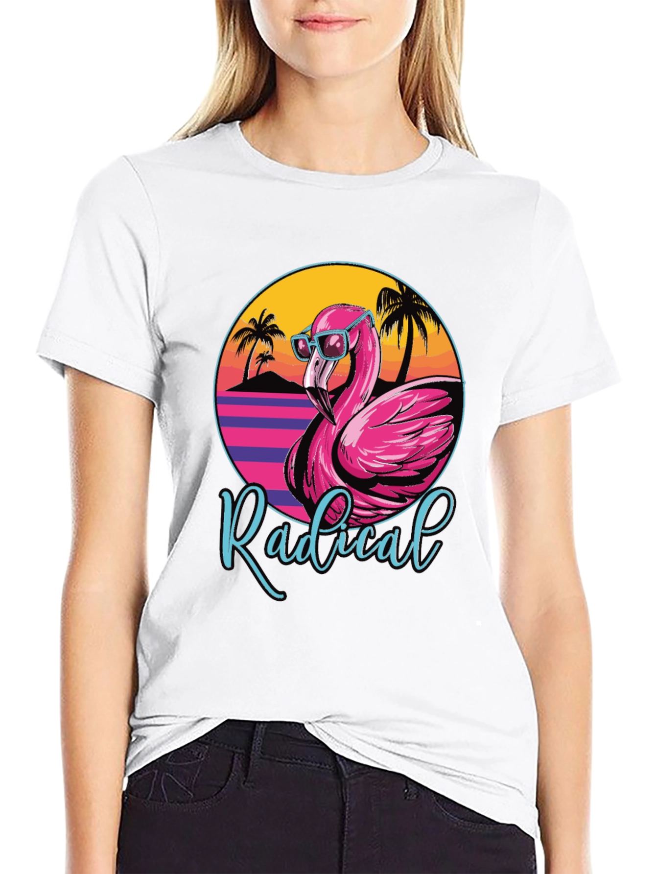 Radical Flamingo Graphic Tee - Retro Summer Vibes