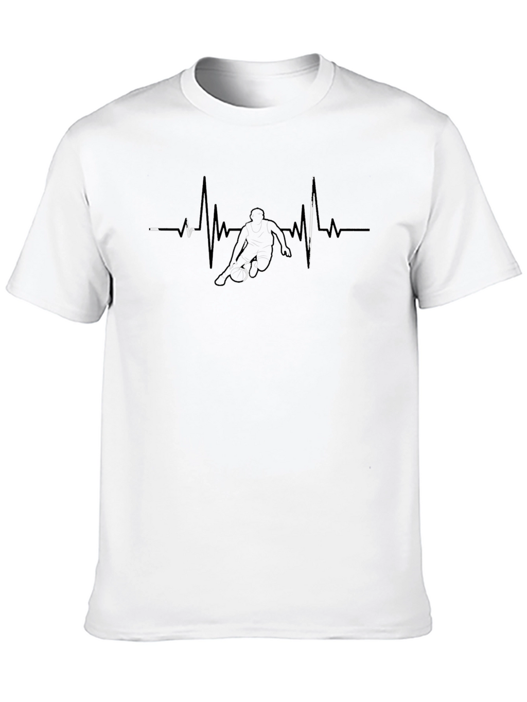 Basketball Heartbeat T-Shirt - Black Graphic Tee