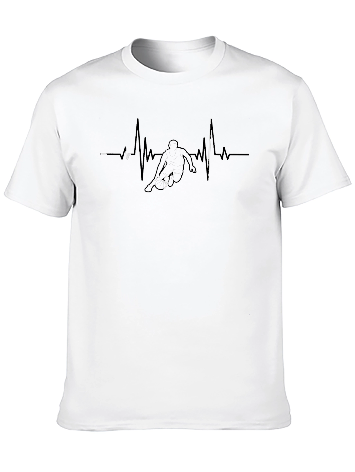 Basketball Heartbeat T-Shirt - Black Graphic Tee