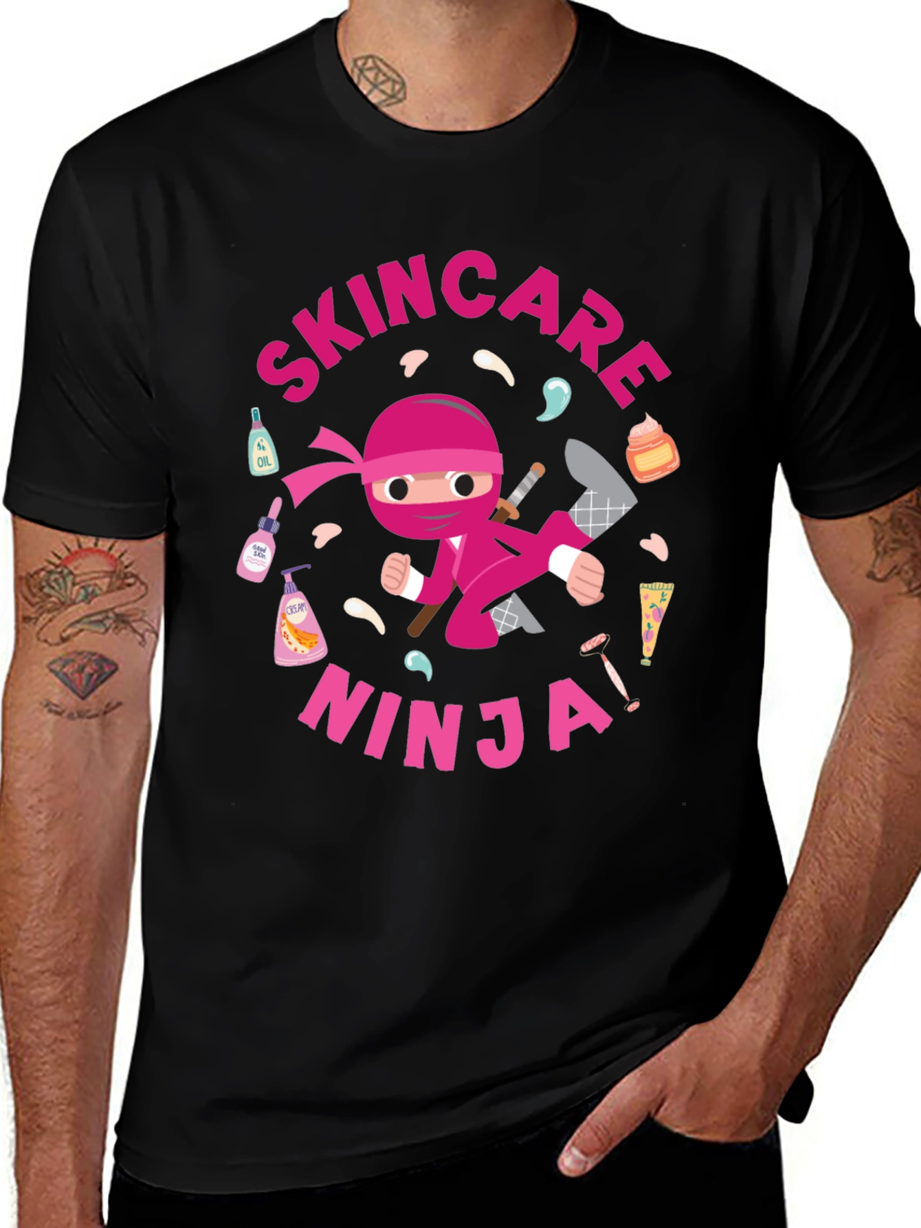 Skincare Ninja Graphic T-Shirt - Black Cotton Tee