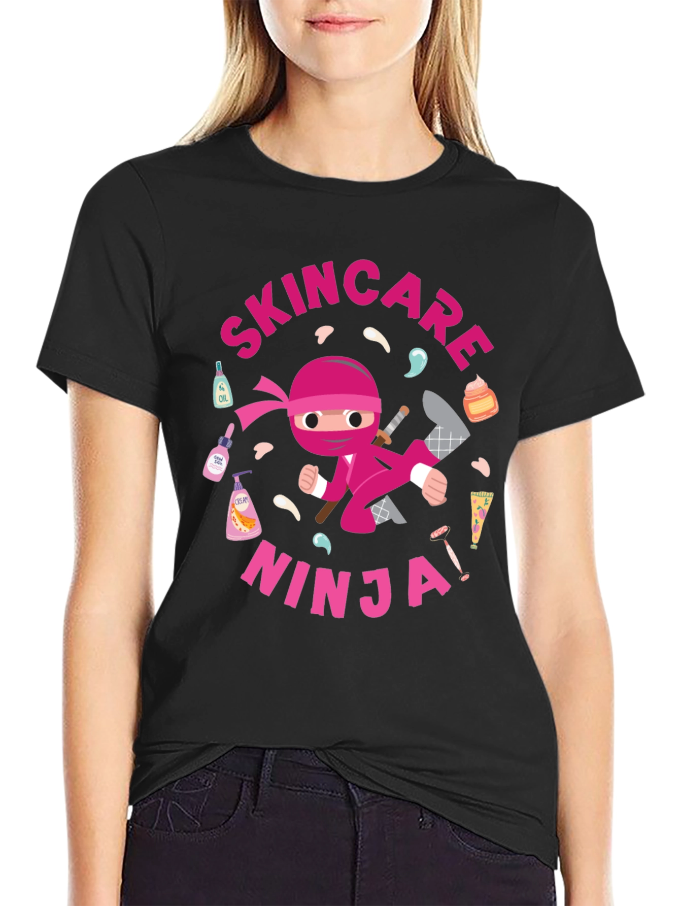 Skincare Ninja Graphic T-Shirt - Black Cotton Tee