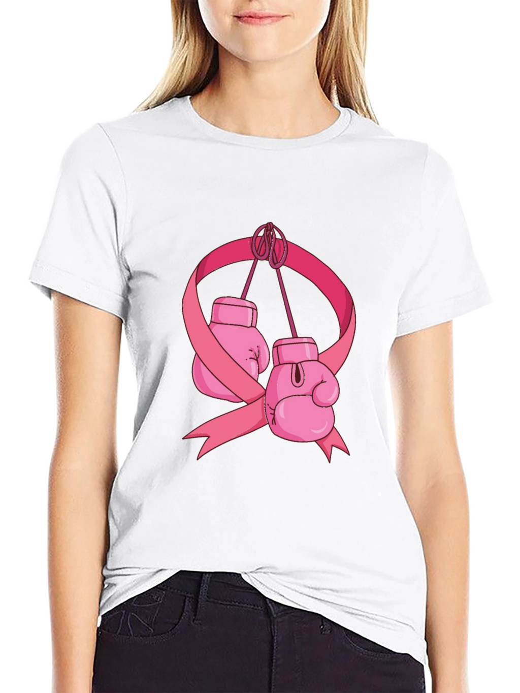 Boxing Gloves Breast Cancer Awareness T-Shirt