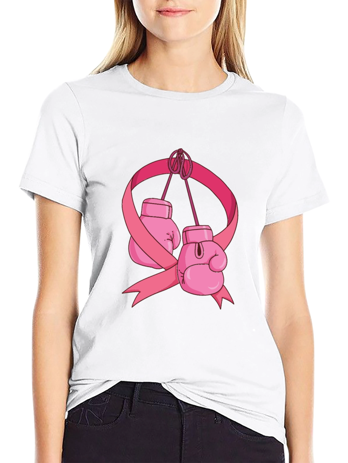 Boxing Gloves Breast Cancer Awareness T-Shirt