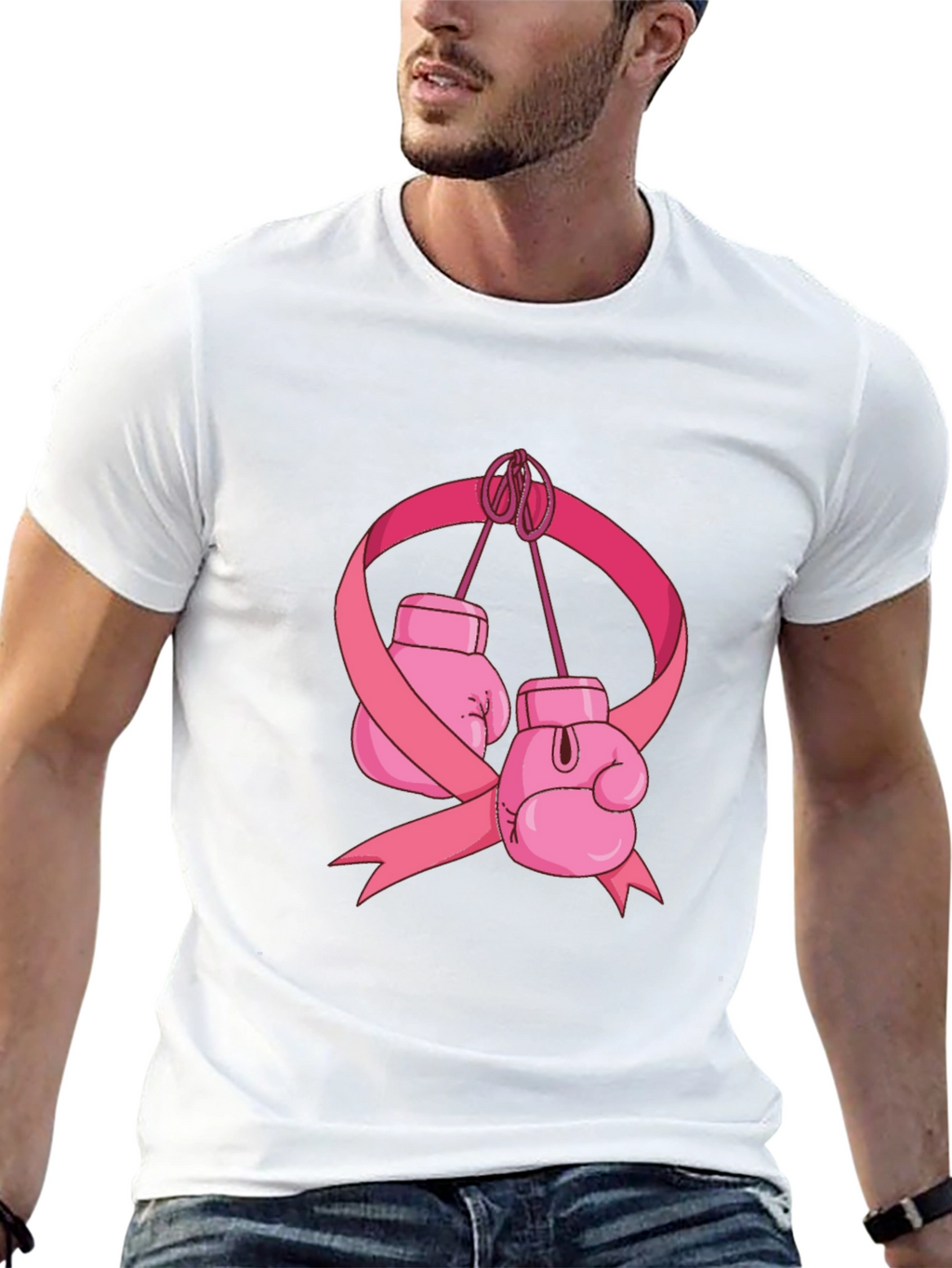 Boxing Gloves Breast Cancer Awareness T-Shirt