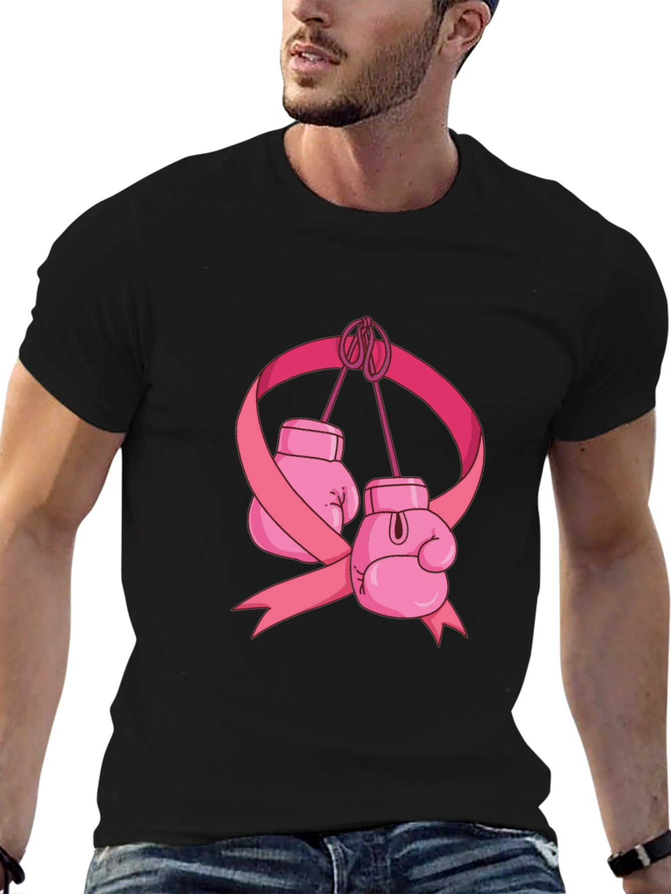 Boxing Gloves Breast Cancer Awareness T-Shirt