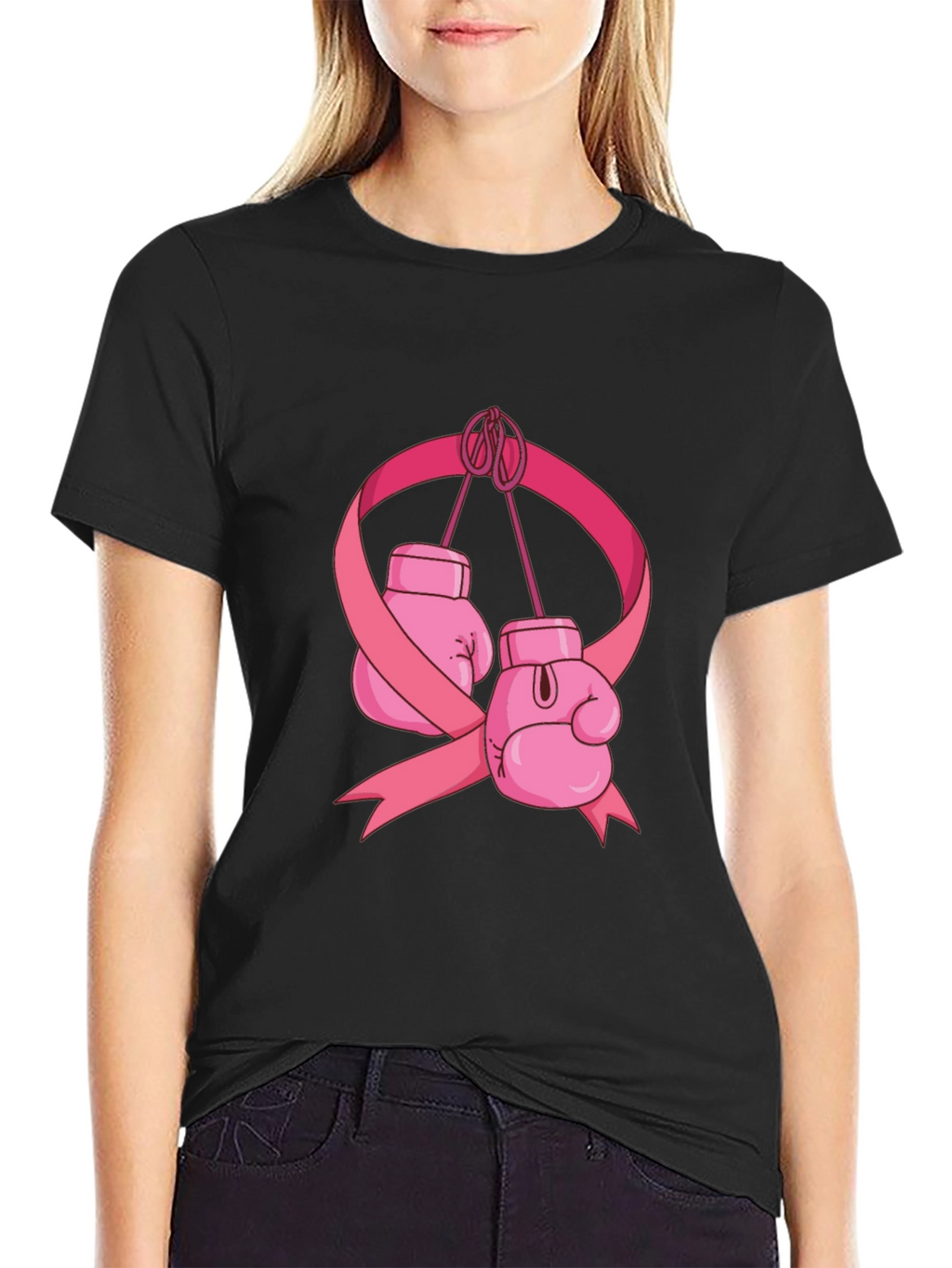 Boxing Gloves Breast Cancer Awareness T-Shirt