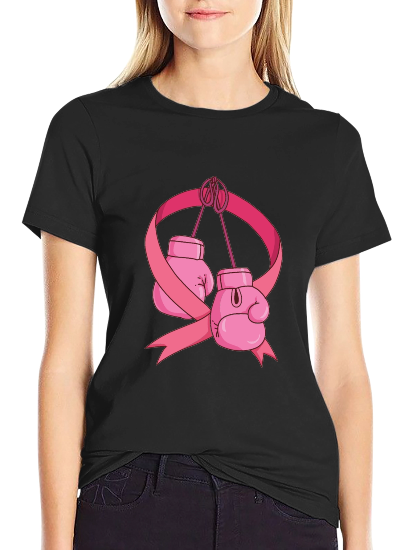 Boxing Gloves Breast Cancer Awareness T-Shirt