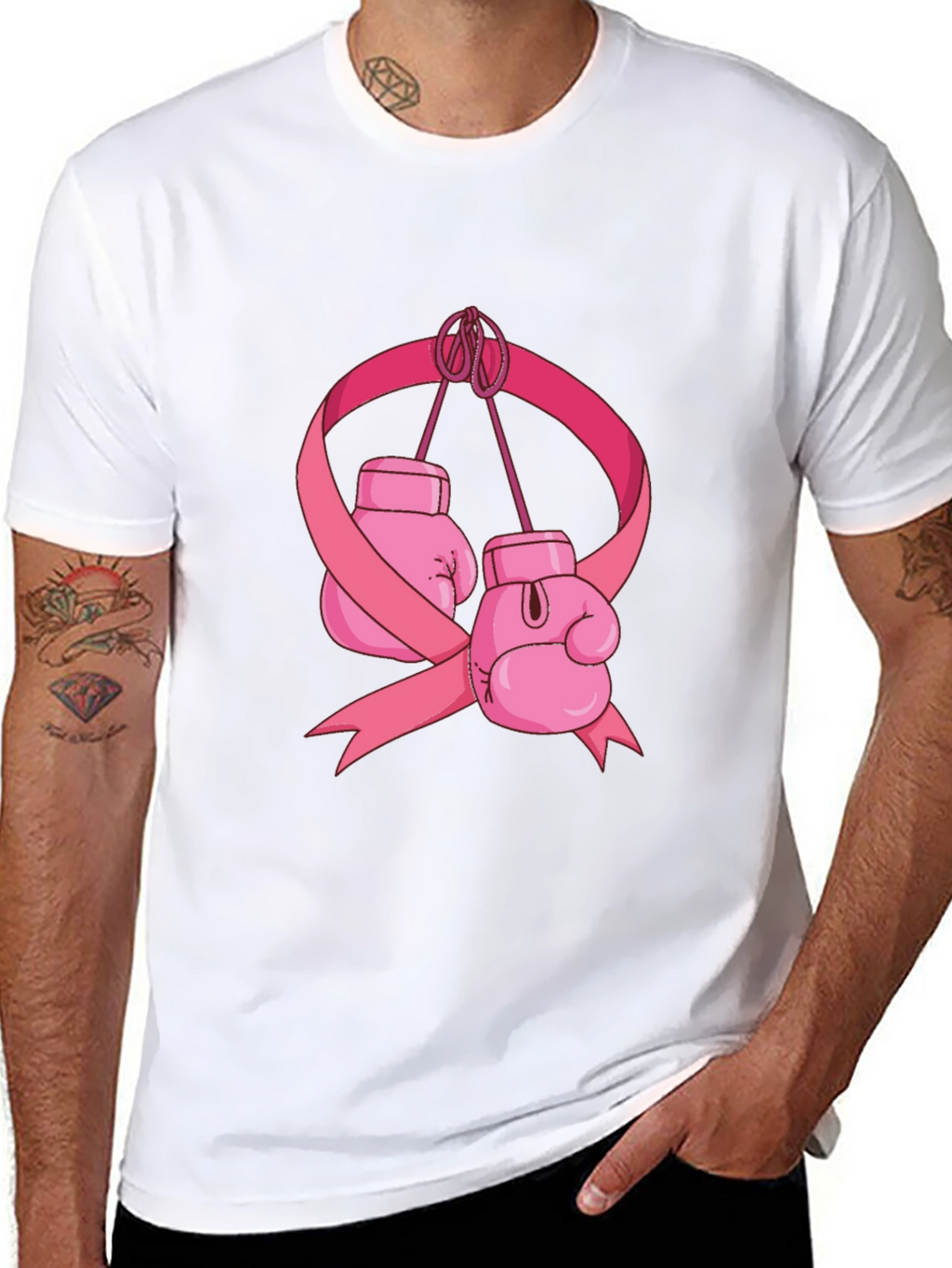 Boxing Gloves Breast Cancer Awareness T-Shirt