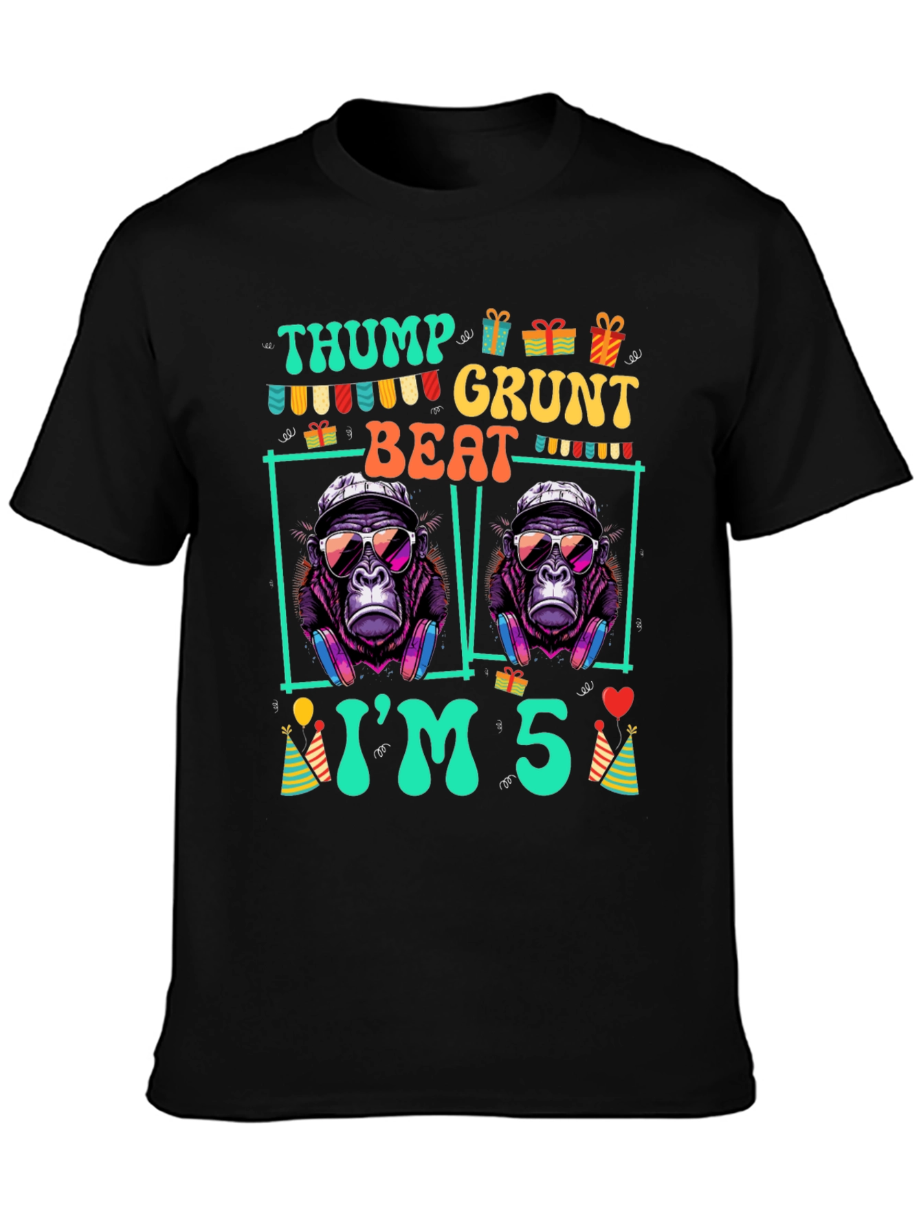 Thump Grunt Beat Im 5 Birthday Gorilla T-Shirt