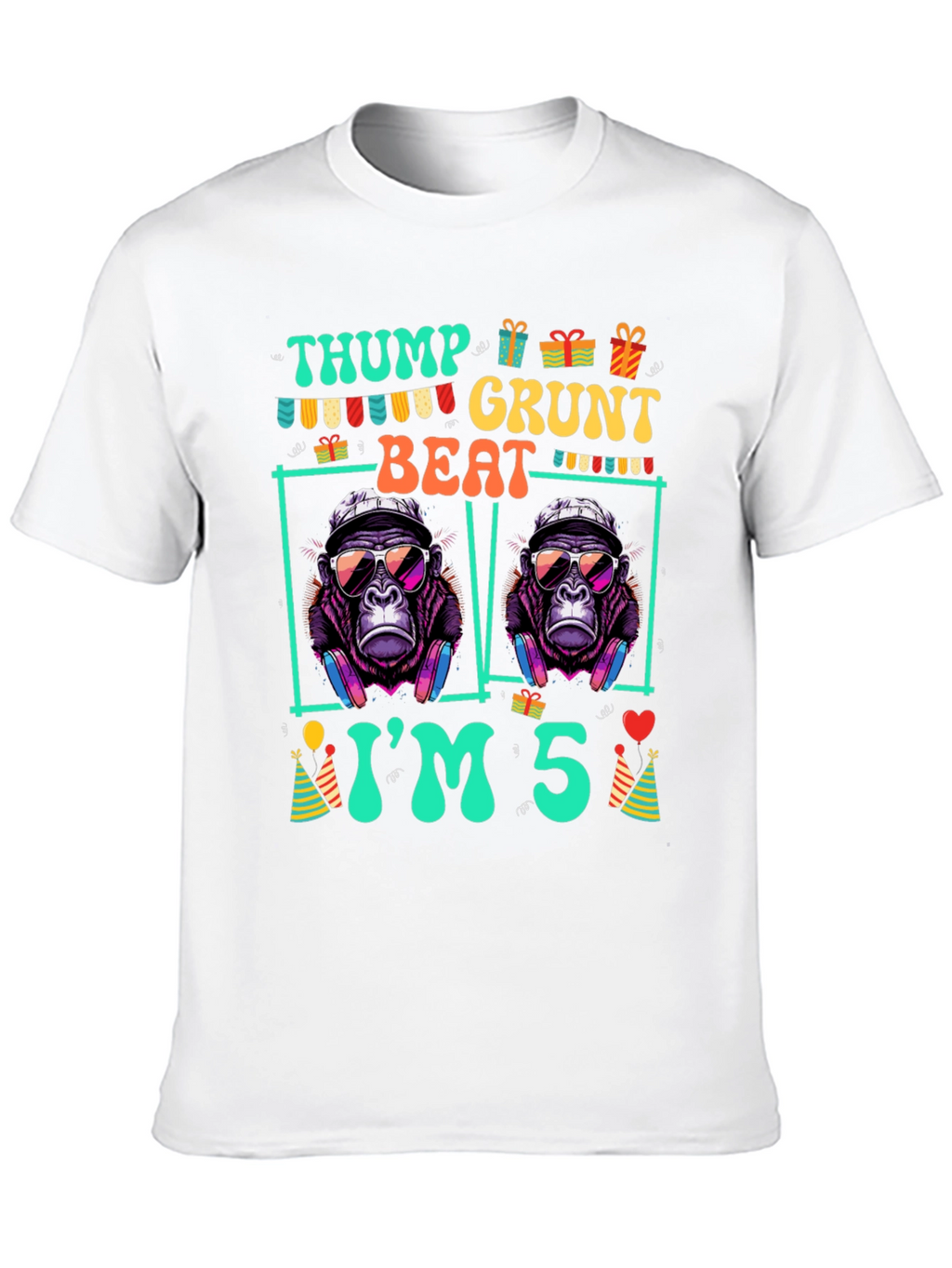 Thump Grunt Beat Im 5 Birthday Gorilla T-Shirt