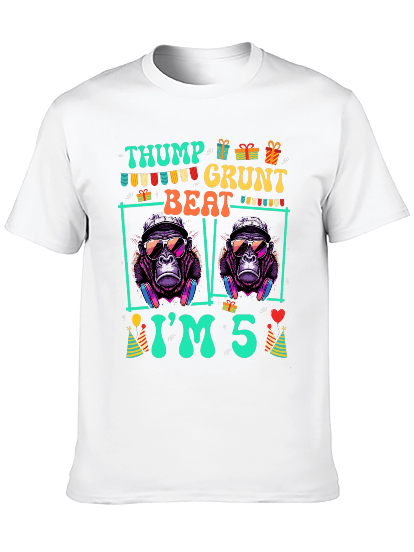 Thump Grunt Beat Im 5 Birthday Gorilla T-Shirt