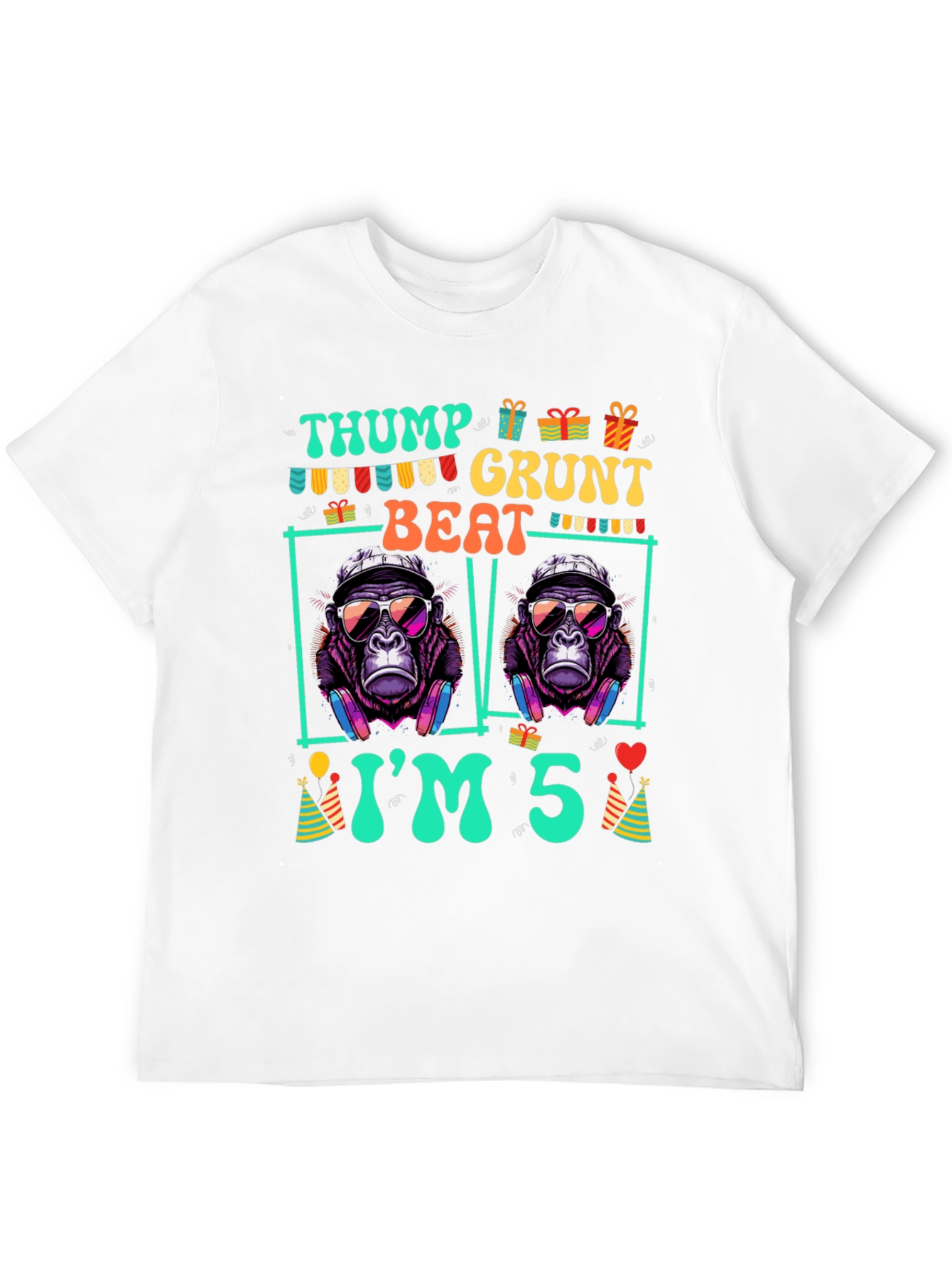 Thump Grunt Beat Im 5 Birthday Gorilla T-Shirt