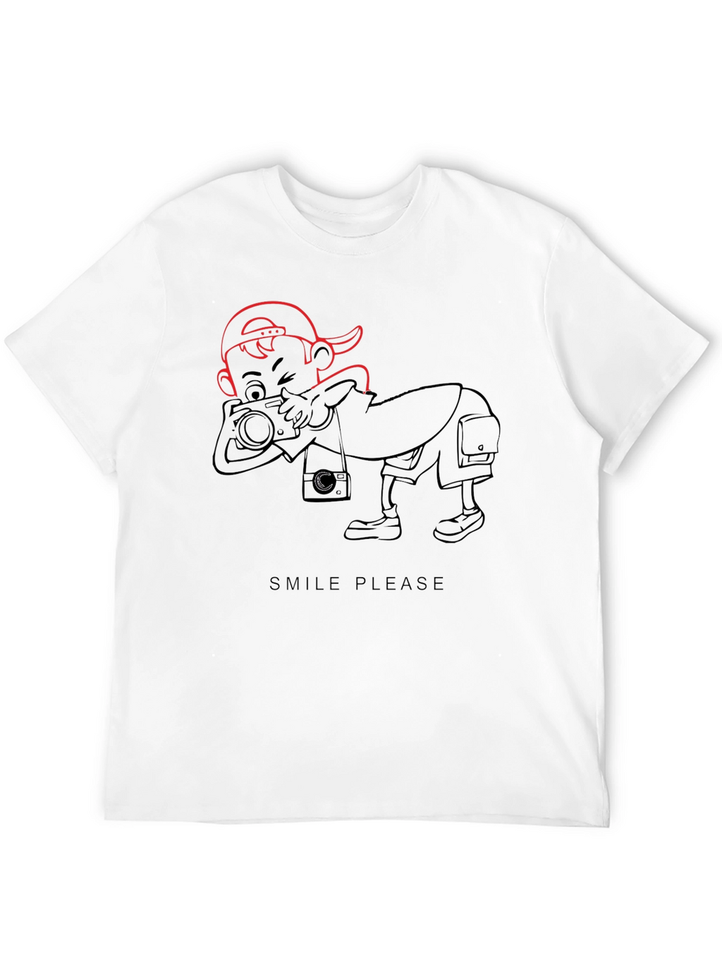 Cartoon Photographer Graphic T-Shirt - Black