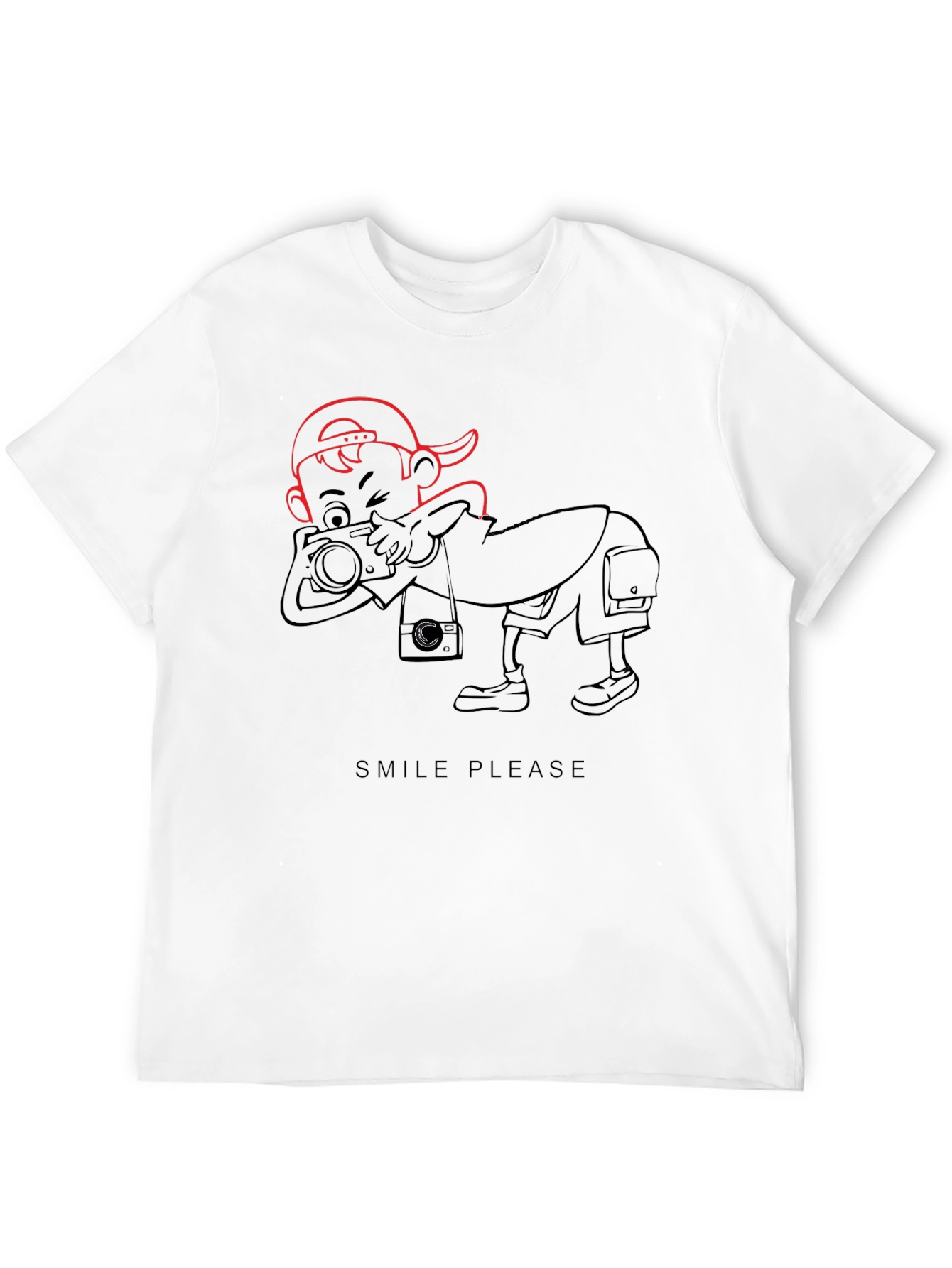 Cartoon Photographer Graphic T-Shirt - Black