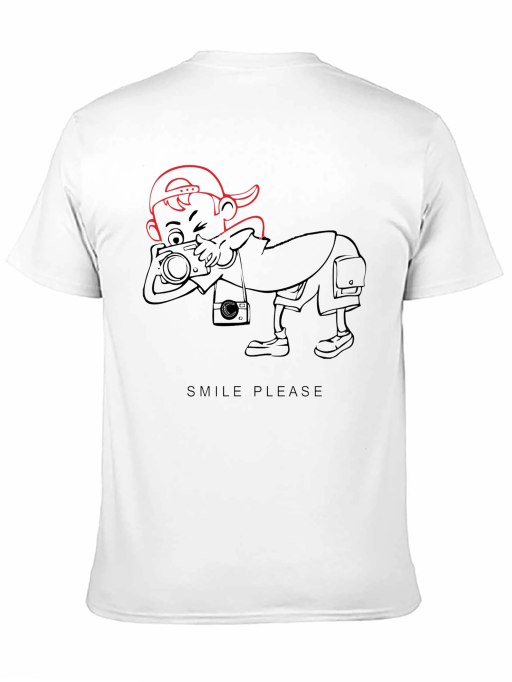 Cartoon Photographer Graphic T-Shirt - Black