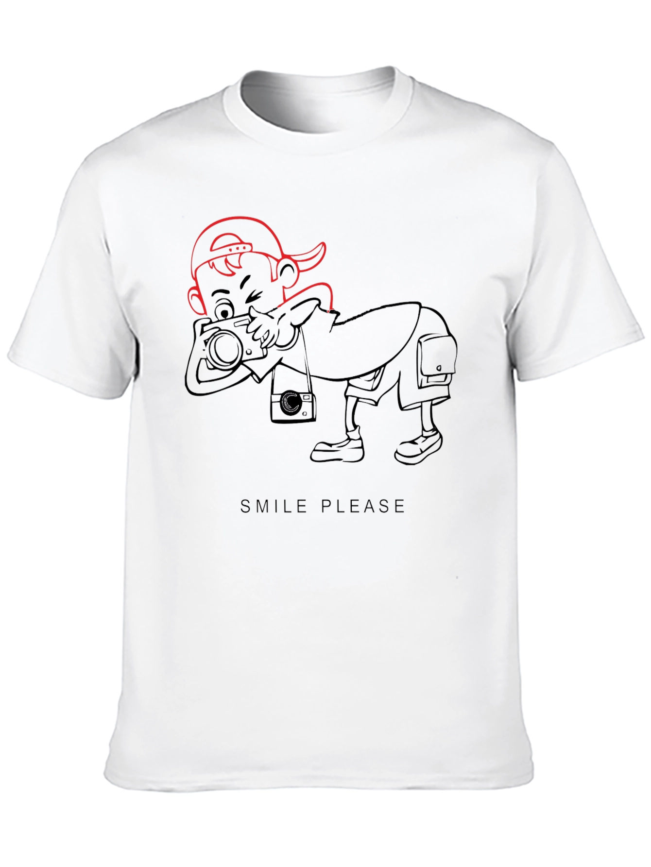 Cartoon Photographer Graphic T-Shirt - Black